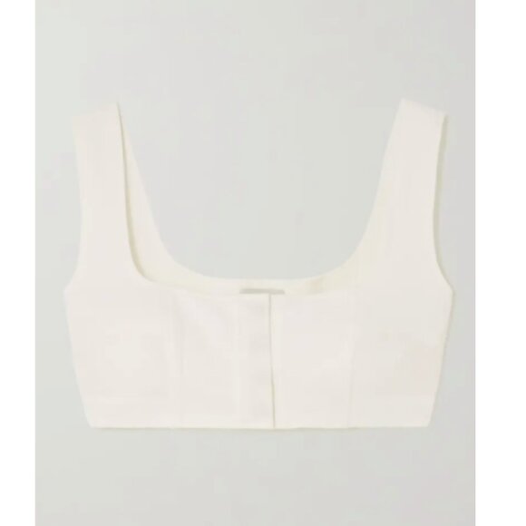 NEW LE KASHA jirja linen crop top bralette in Cream/Off White - Picture 3 of 16